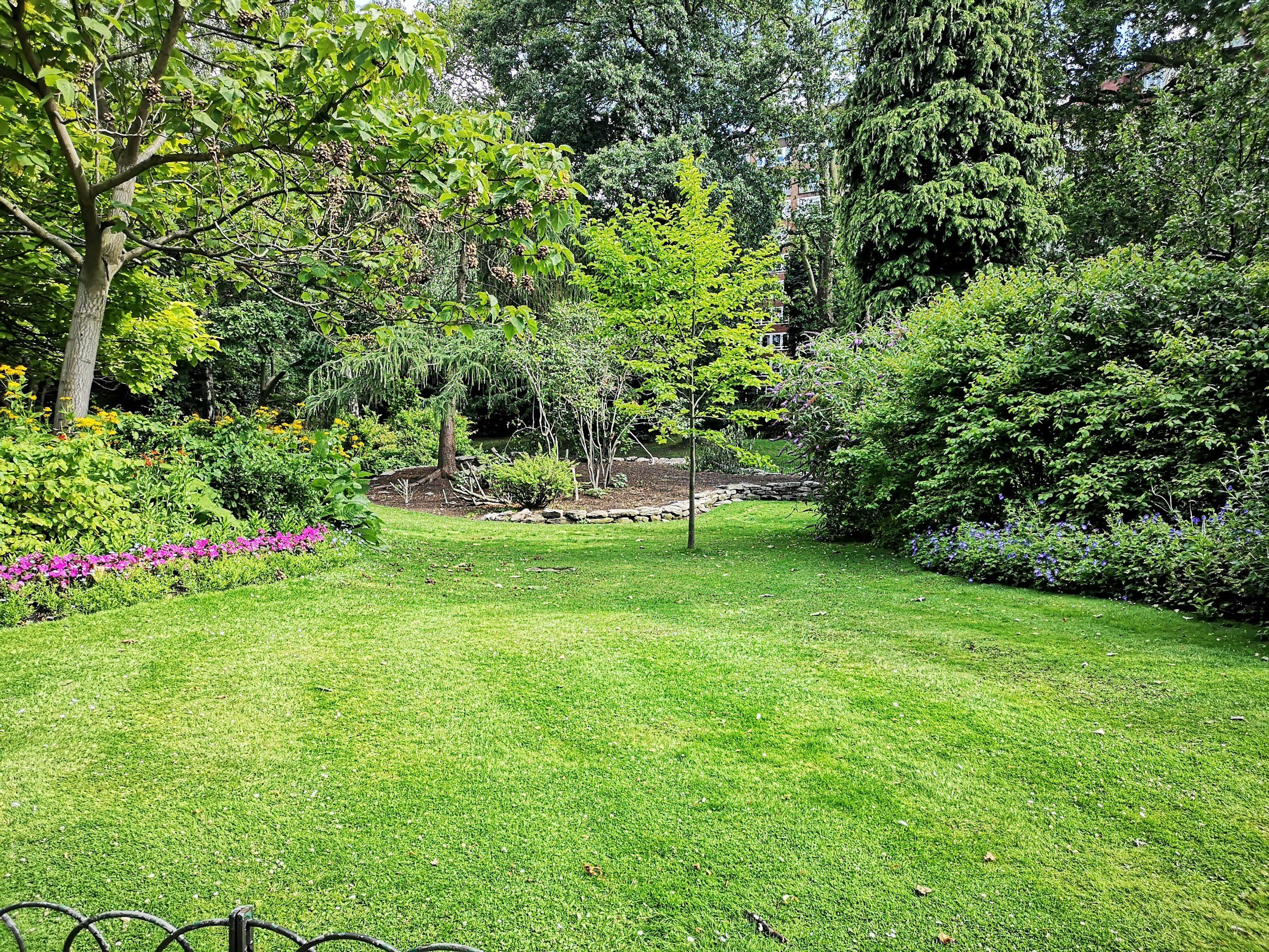 A modern detached garden room in a landscaped garden