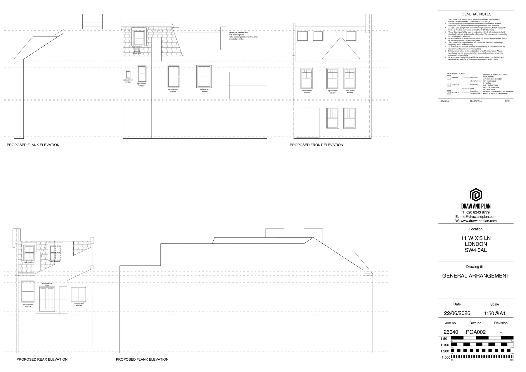 Proposed elevations for a rear dormer loft conversion, prepared by Draw & Plan